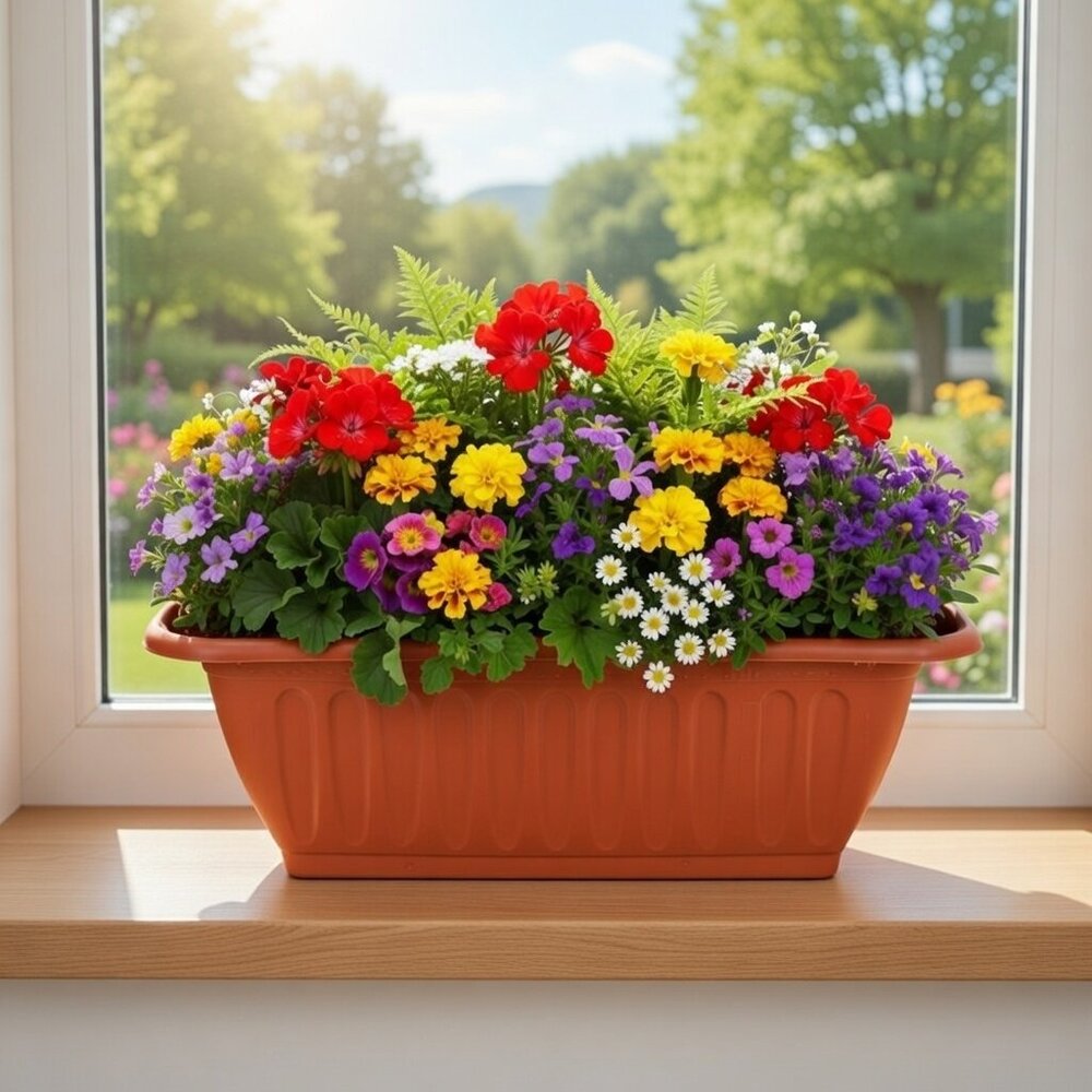 Terracotta Style Window Box Planter, Set 5